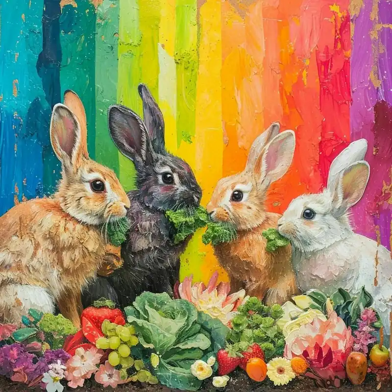 Rainbow Rabbits With Greens 3 While Supplies Last