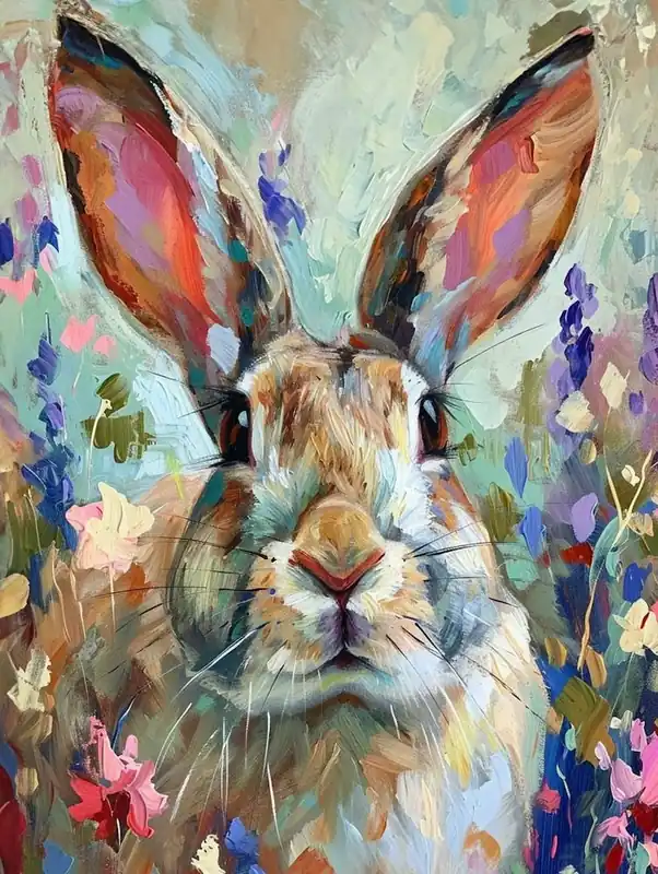 Lion Head Rabbit Painting 2 Free Delivery