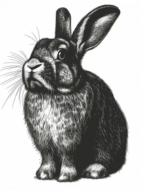 Authentic English Lop Blockprint Rabbit Illustration 5