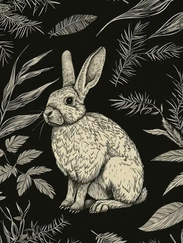 American Sable Rabbit Minimalist Illustration 2 Latest