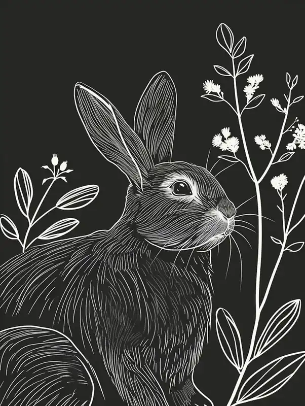 Satin Rabbit Minimalist Illustration 1 Low Price