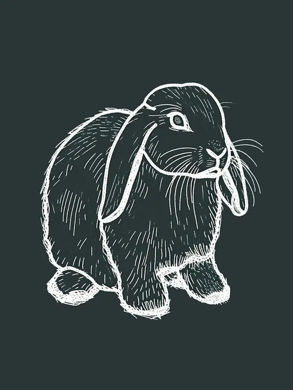 Mini Lop Rabbit Minimalist Illustration 3 Genuine