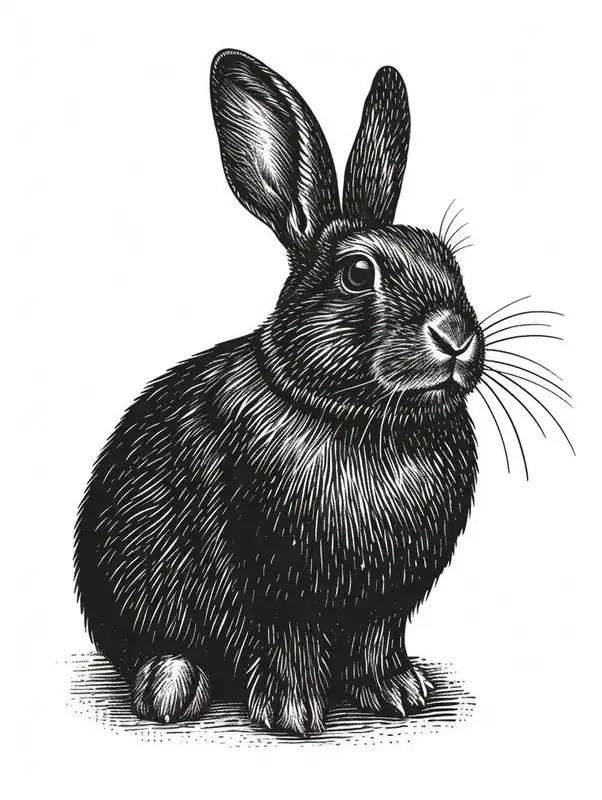 American Sable Blockprint Rabbit Illustration 3 Affordable