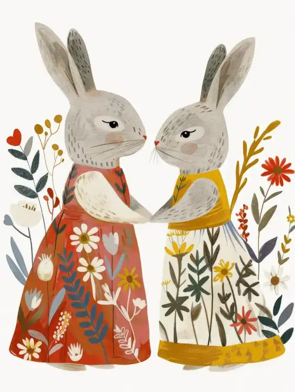 Modern Two Rabbits