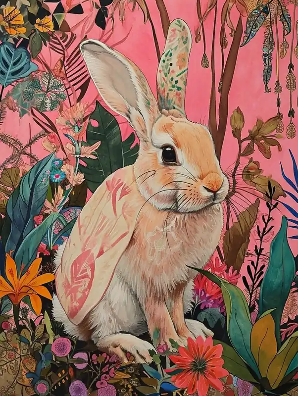 Flash Sale Floral Animal Painting Rabbit 2