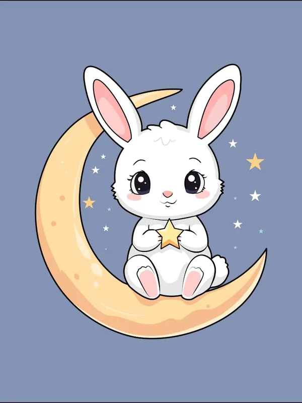 Bunny Vibing on the Moon Hassle-Free Returns
