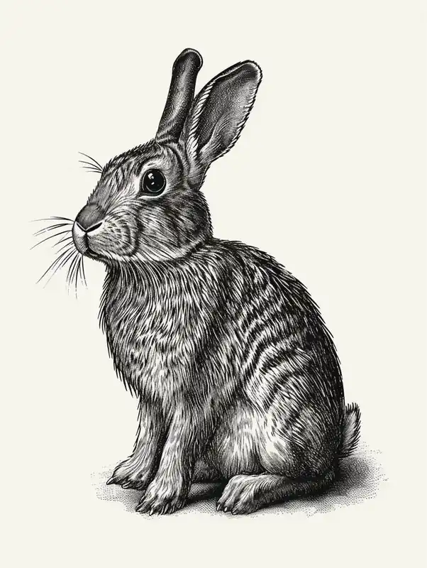 Latest Dutch Blockprint Rabbit Illustration 2