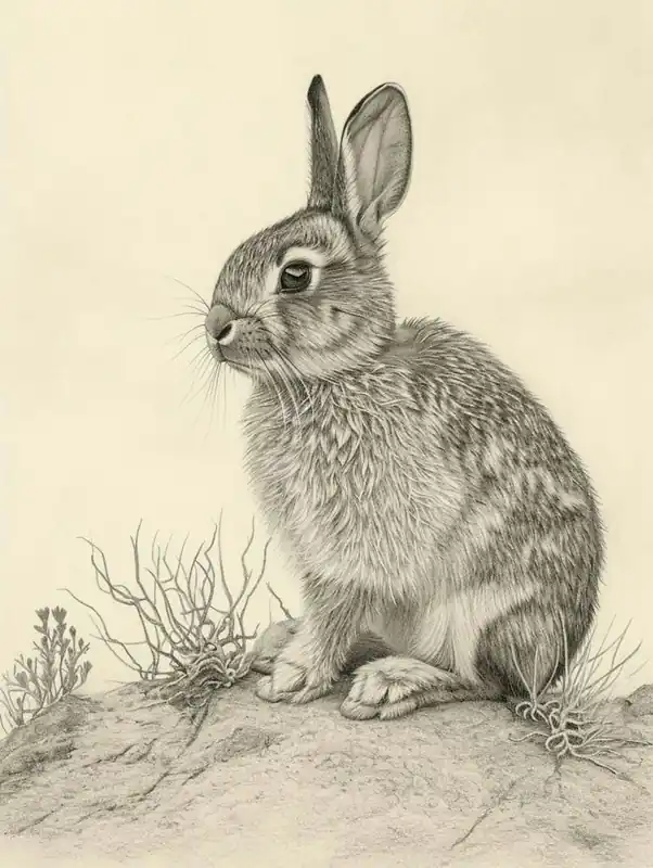 Netherland Dwarf Rabbit Drawing 4 Free Delivery