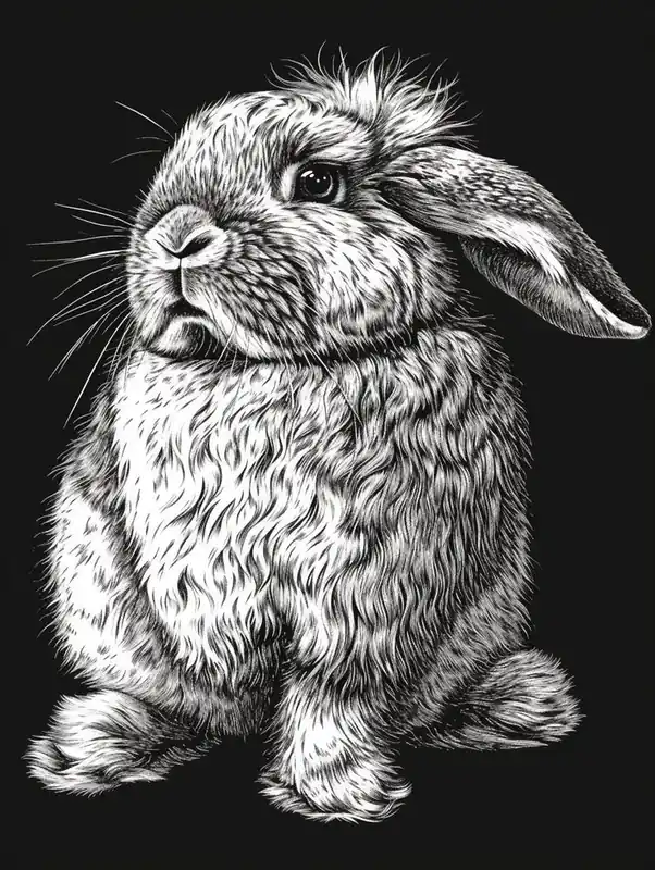 Fresh Stock American Fuzzy Lop Blockprint Rabbit Illustration 4
