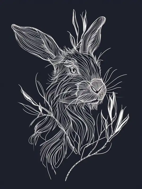 Luxury Lionhead Rabbit Minimalist Illustration 3