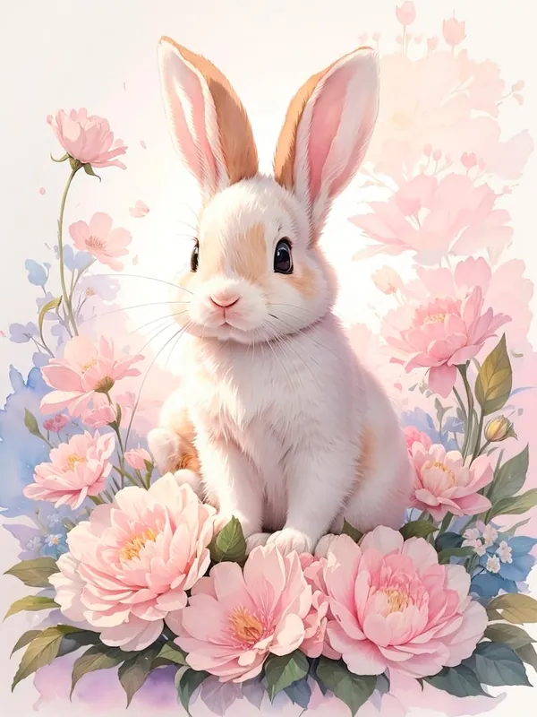 Clearance Bunny With Flowers