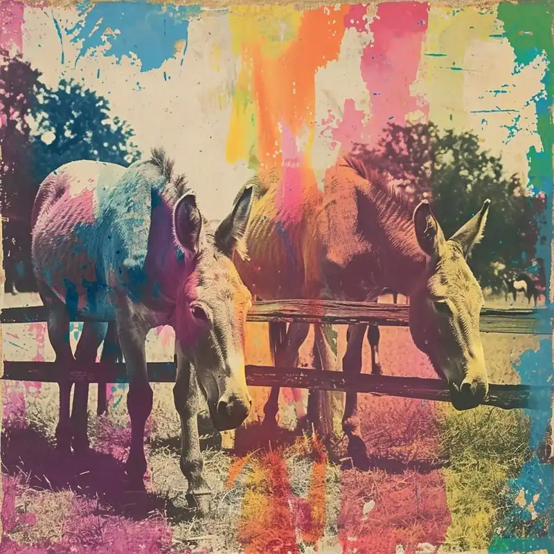 Rainbow Donkey Retro Stripe Collage 1 Luxury