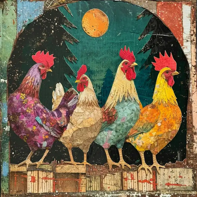 Super Sale Retro Kitsch Rooster Collage 3
