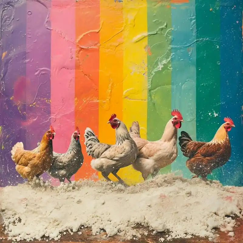 Reduced Price Rainbow Stripe Chicken Collage 2
