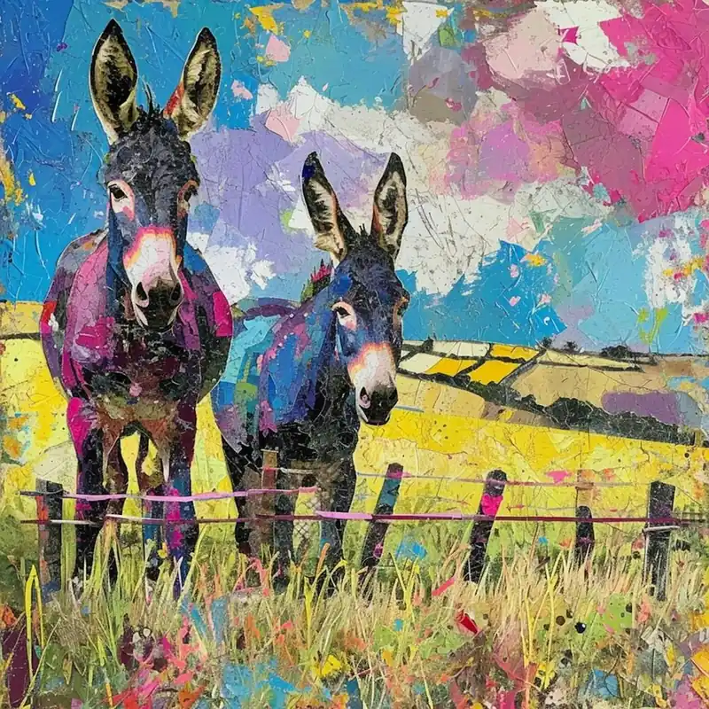 Hassle-Free Returns Kitsch Collage Of Donkeys 3