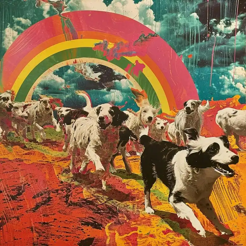 Today Only Sheep Dog Rainbow Collage 1