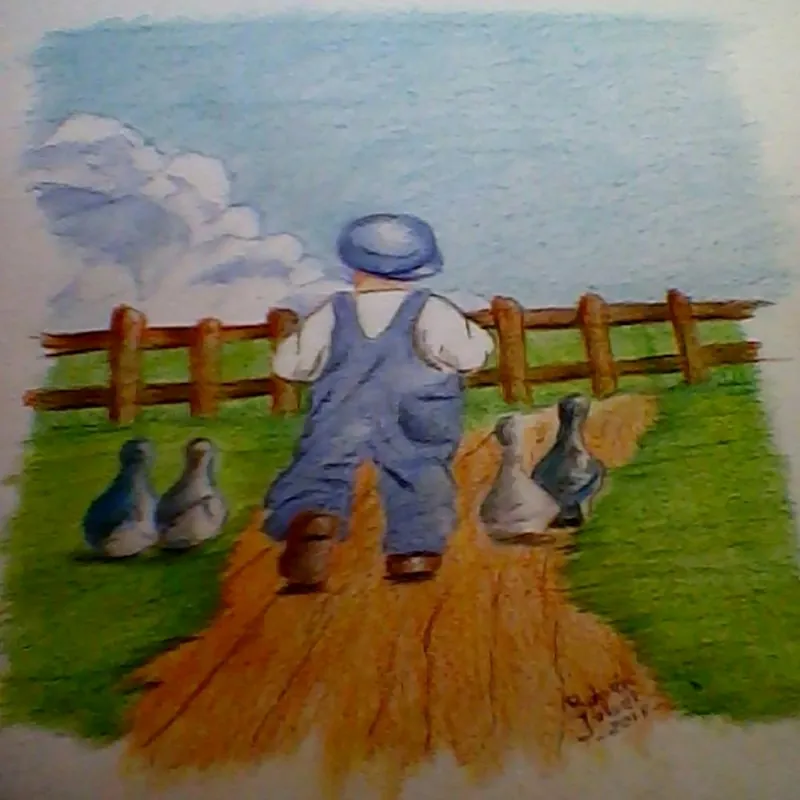 Modern Boy With Ducks