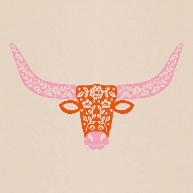 Buy Online Floral LonghornPink And Orange Square