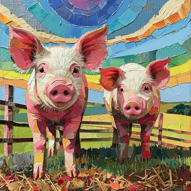 Rainbow Patchwork Pig Collage 2 Editor’s Pick