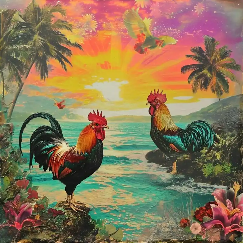 Kitsch Retro Rooster Collage 3 Trusted Brand