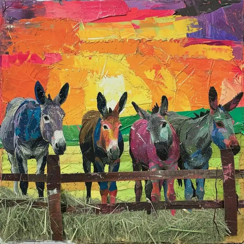 Seasonal Sale Kitsch Collage Of Donkeys 4