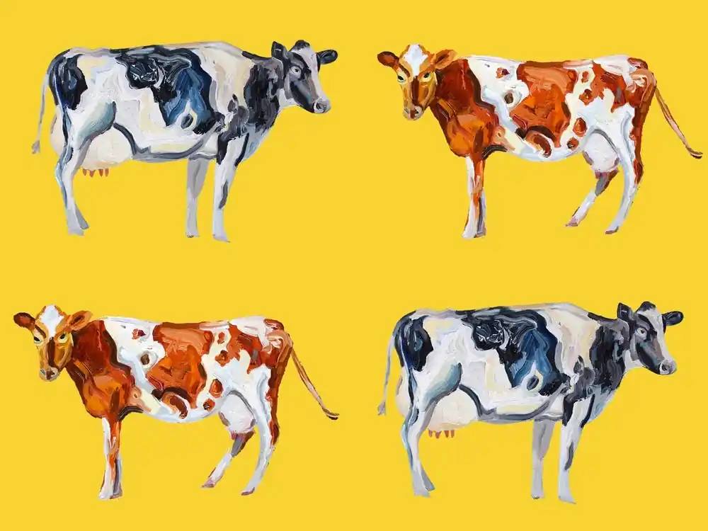 Cow Art On Yellow Hassle-Free Returns