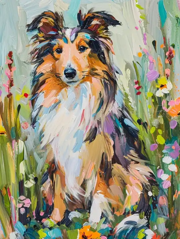 Seasonal Sale Shetland Sheepdog Acrylic Painting 2