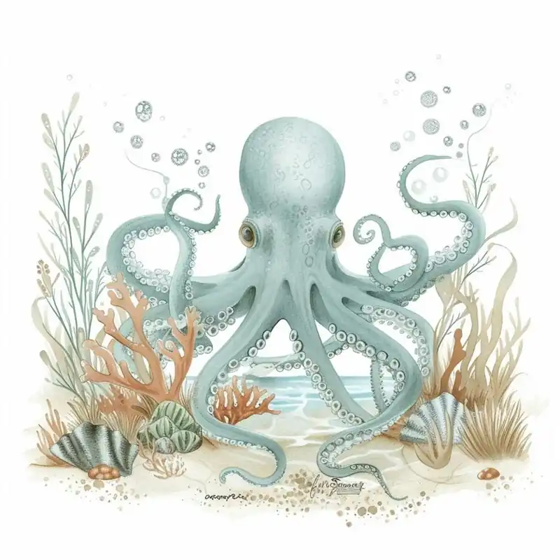 Storybook Style Octopus With Bubbles 4 Express Delivery
