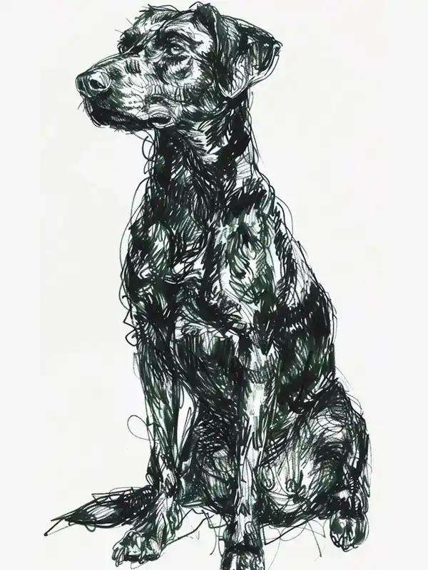 Beauceron Dog Line Sketch3 Free Shipping