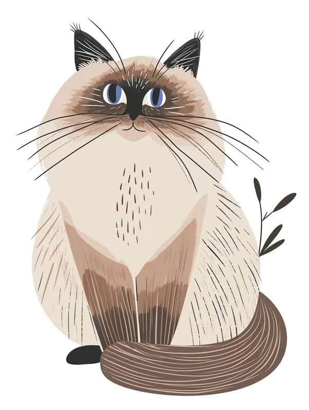 Warranty Included Birman Cat Clipart Illustration 4