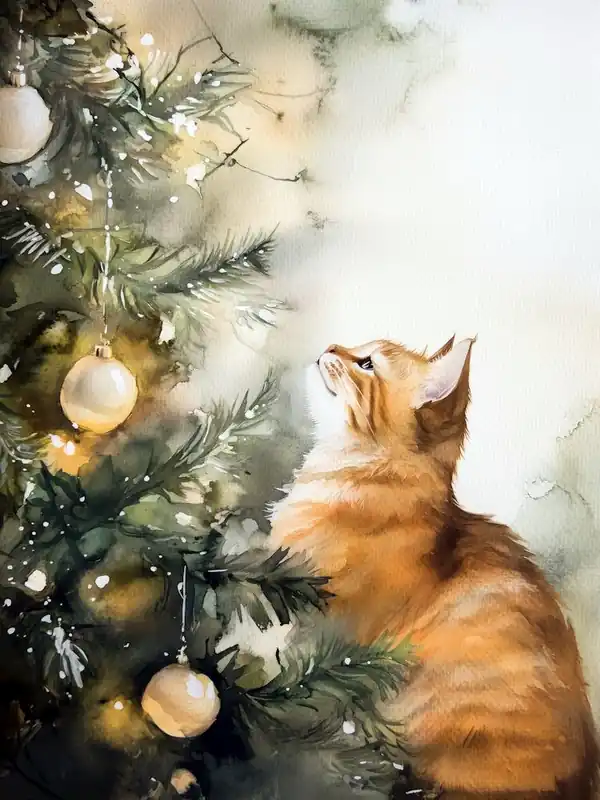 Christmas Cat Painting Free Delivery