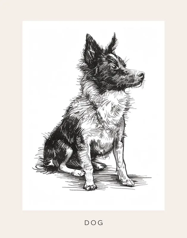 Furry Wire Haired Dog Line Sketch 2 Poster Free Delivery