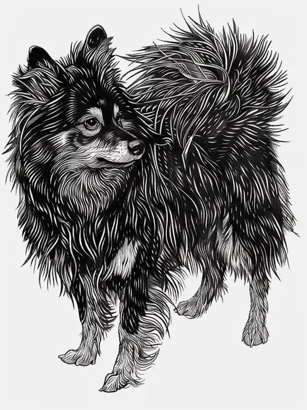 Same Day Shipping Finnish Lapphund Dog Line Sketch