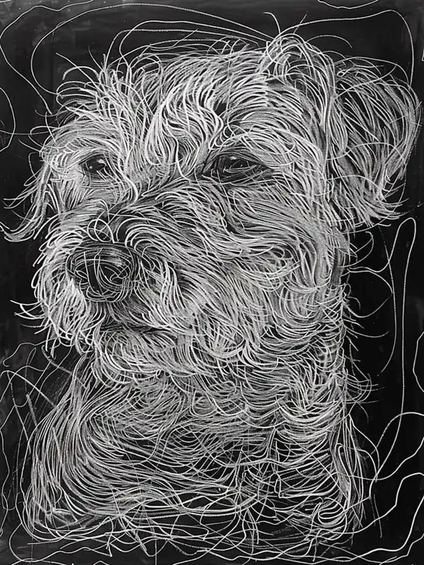 Exclusive Dandie Dinmont Terrier Dog Line Sketch 2