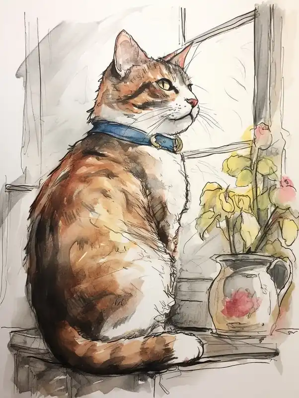 Viral Storybook Animal Watercolour Cat 3