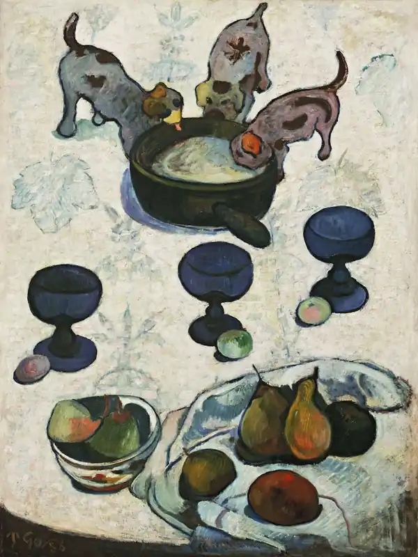 Still Life With Three Puppies, Paul Gauguin Genuine