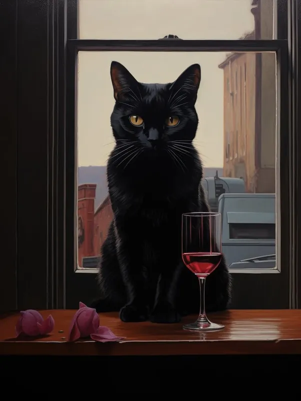 Cat With Wine Glass 2 High Quality
