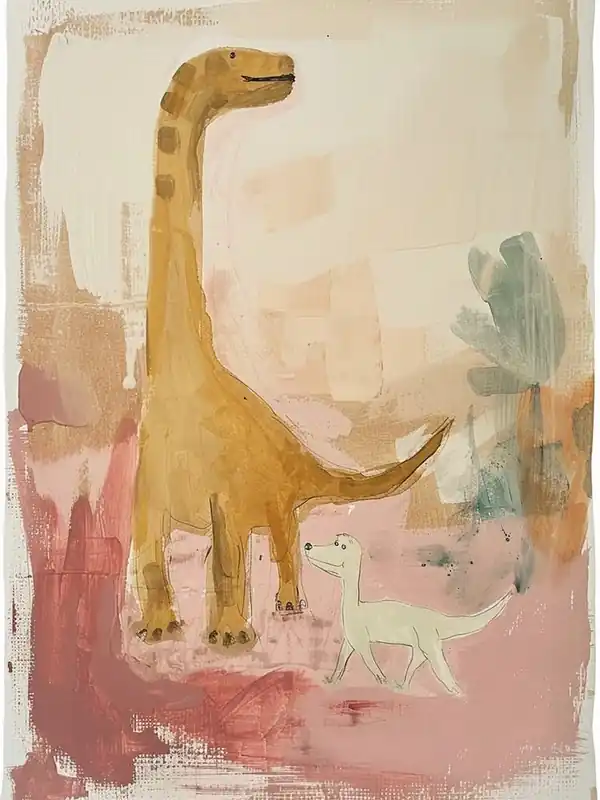 Dinosaur & A Dog Muted Pastels 4 New Arrival