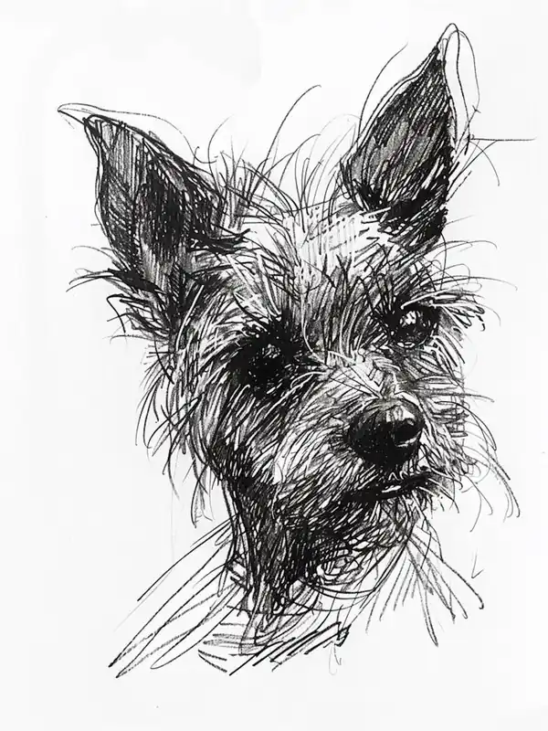 Price Cut Australian Terrier Line Sketch 3